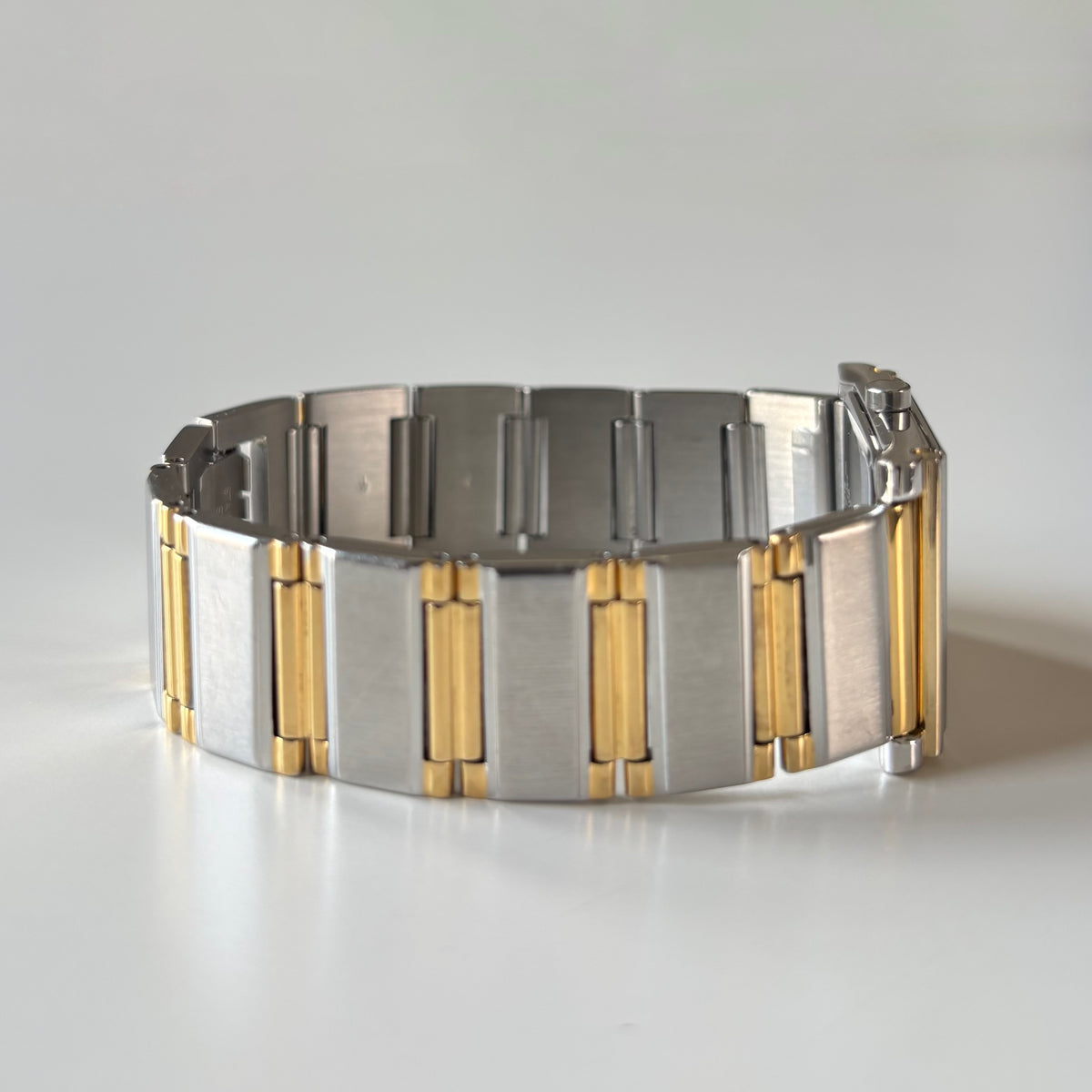 Yves Saint Laurent 1990s Square Dial Two Tone Gold Plated Watch