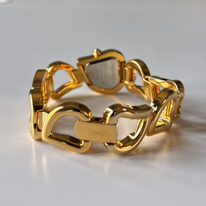 Yves Saint Laurent 1990s Heart  Dial Band Gold Plated Watch