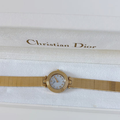 Dior 1990s Round Dial Gold Plated Watch
