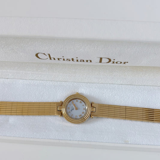 Dior 1990s Round Dial Gold Plated Watch