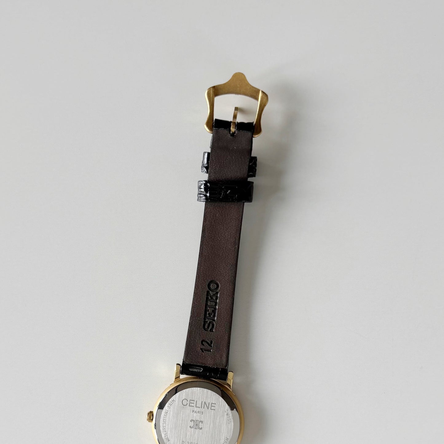 Celine 1990s Round Dial Gold Plated Watch