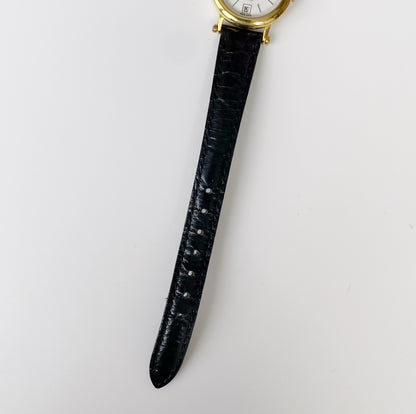 Givenchy 1990s Gold Plated Round Leather Watch