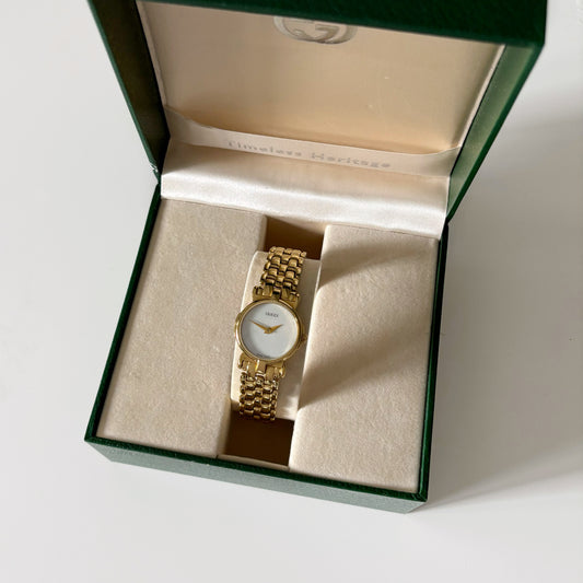 Gucci 1990s Seashell Dial Gold Plated Watch