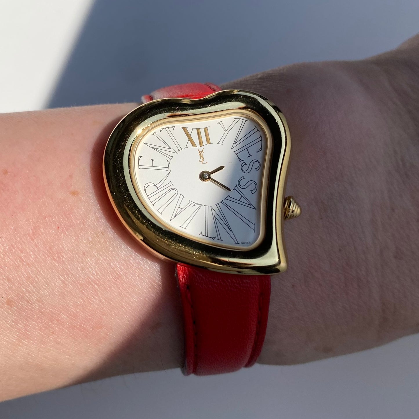 Yves Saint Laurent 1990s Heart shaped Dial Gold Plated Watch