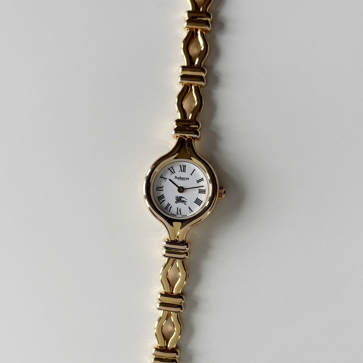 Burberry 1990s Round Dial Gold Plated Watch