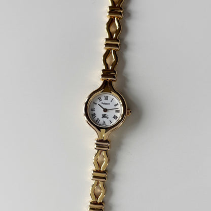Burberry 1990s Round Dial Gold Plated Watch