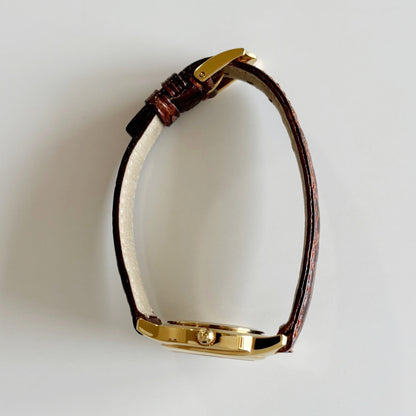 Gucci 1990s Date Round Dial Gold Plated Watch