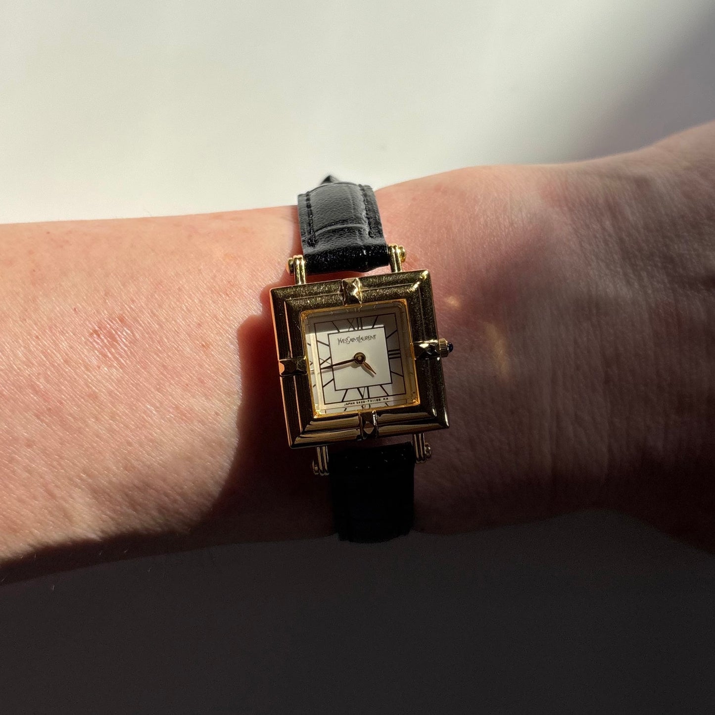 Yves Saint Laurent 1990s Square Dial Gold Plated Watch