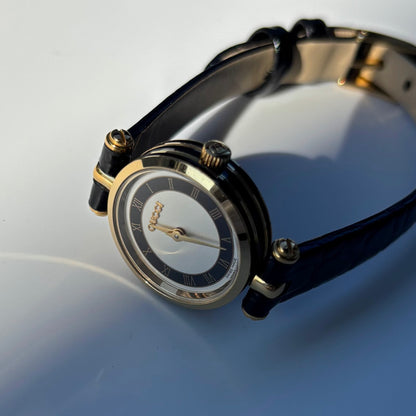 Gucci 1990s Sherry Round Dial Gold Plated Watch