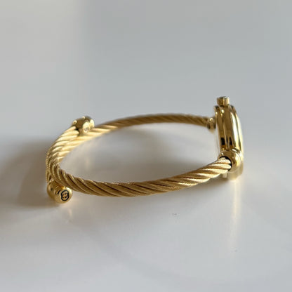 Gucci 1990s Seashell Dial Gold Plated Cable Bangle Watch