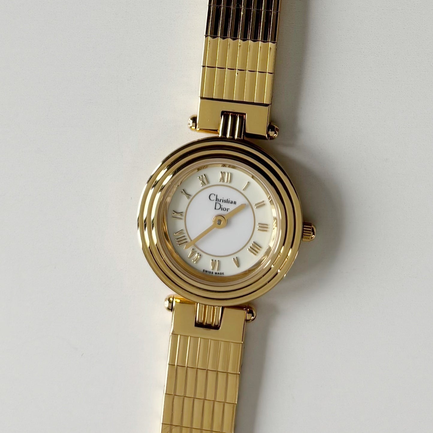 Dior 1990s Round Dial Gold Plated Watch