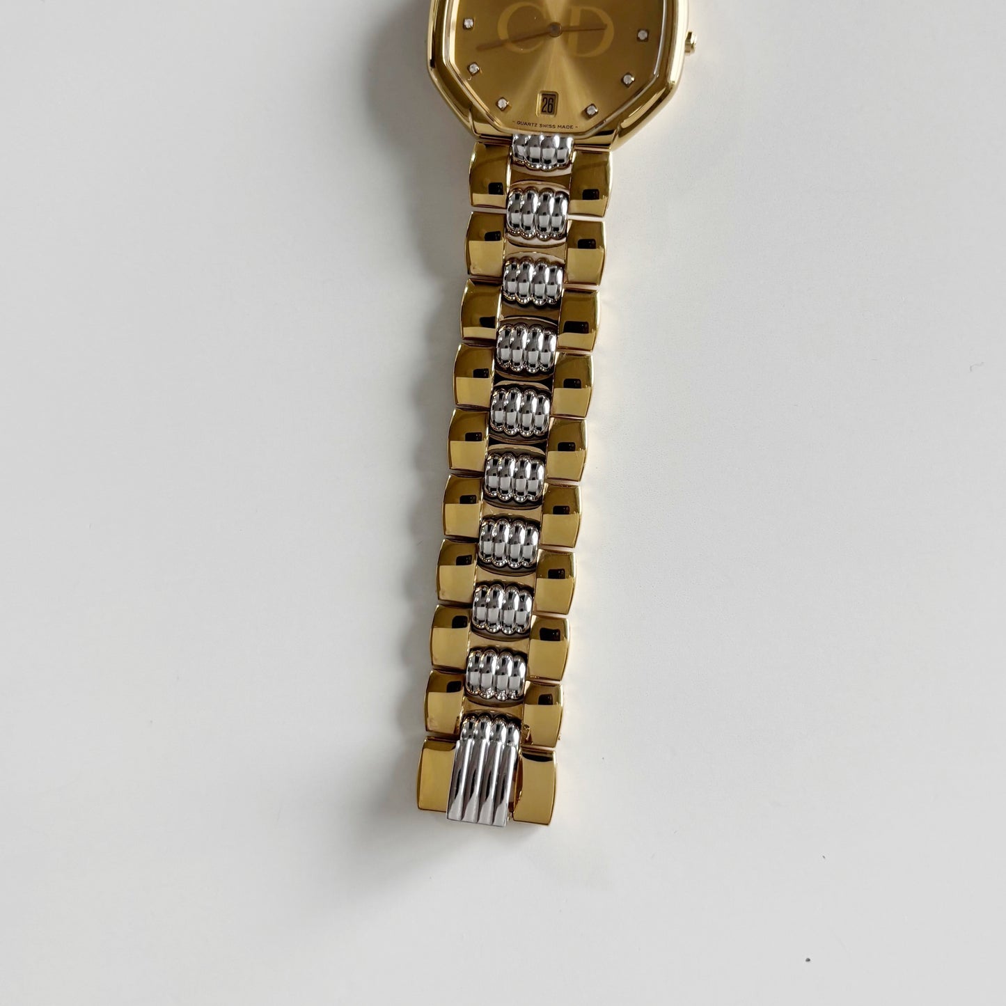 Dior 1990s Octagon Date Two Tone Gold Plated Watch (Large)