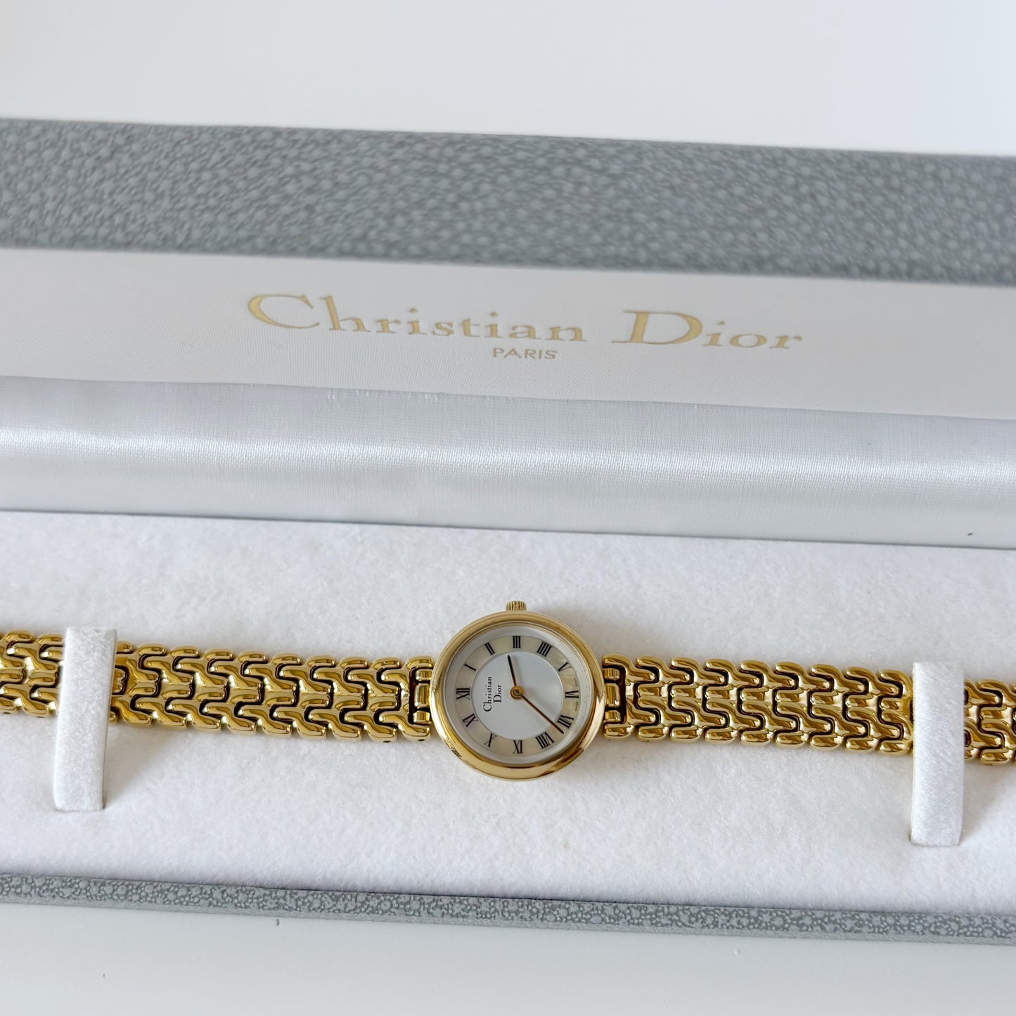 Dior 1990s Seashell Dial Gold Plated Watch