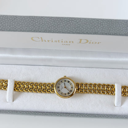 Dior 1990s Seashell Dial Gold Plated Watch