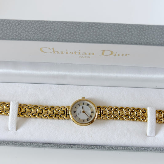 Dior 1990s Seashell Dial Gold Plated Watch