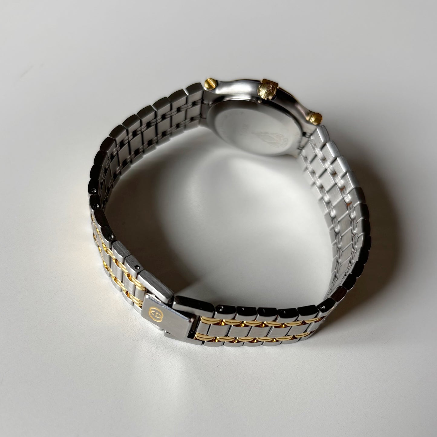 Gucci 1990s Date Round Dial Two Tone Gold Plated Watch