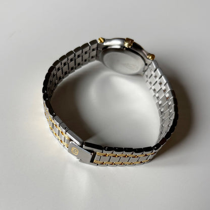 Gucci 1990s Date Round Dial Two Tone Gold Plated Watch