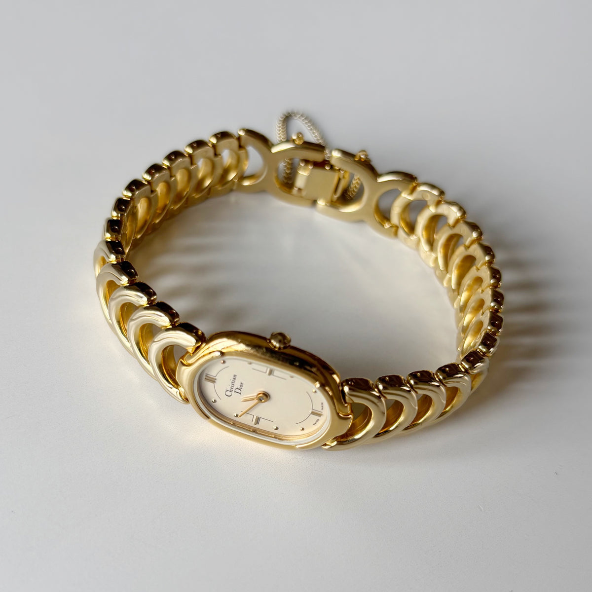 Dior 1990s Oval Dial Gold Plated Watch