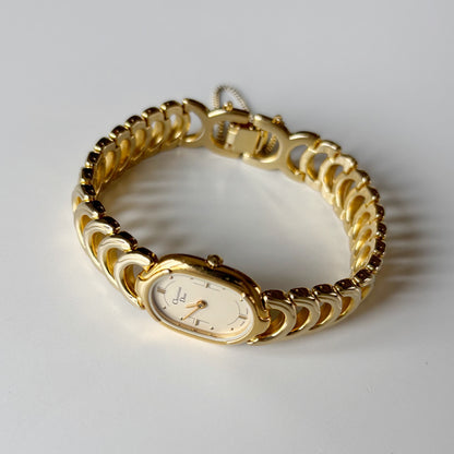 Dior 1990s Oval Dial Gold Plated Watch