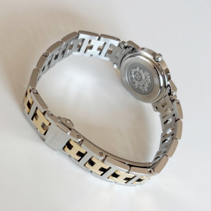 Hermes Early 2000s Clipper Seashell Dial Gold Plated Two Tone Watch