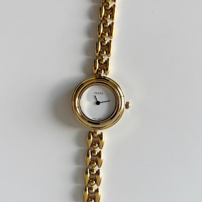 Gucci 1990s Interchangeable Bezel Gold Plated Watch with 6 bezels, case (160mm)