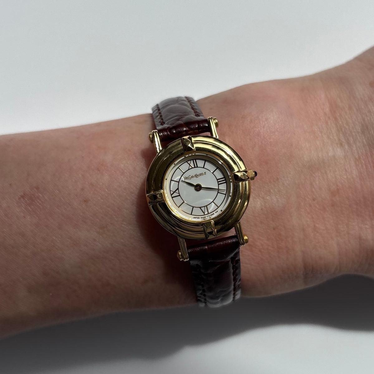 Yves Saint Laurent 1990s Round Dial Gold-Plated Watch
