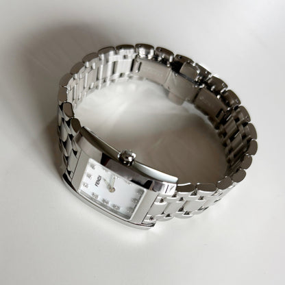 Fendi 1990s Seashell Dial Tank Stainless steel Watch