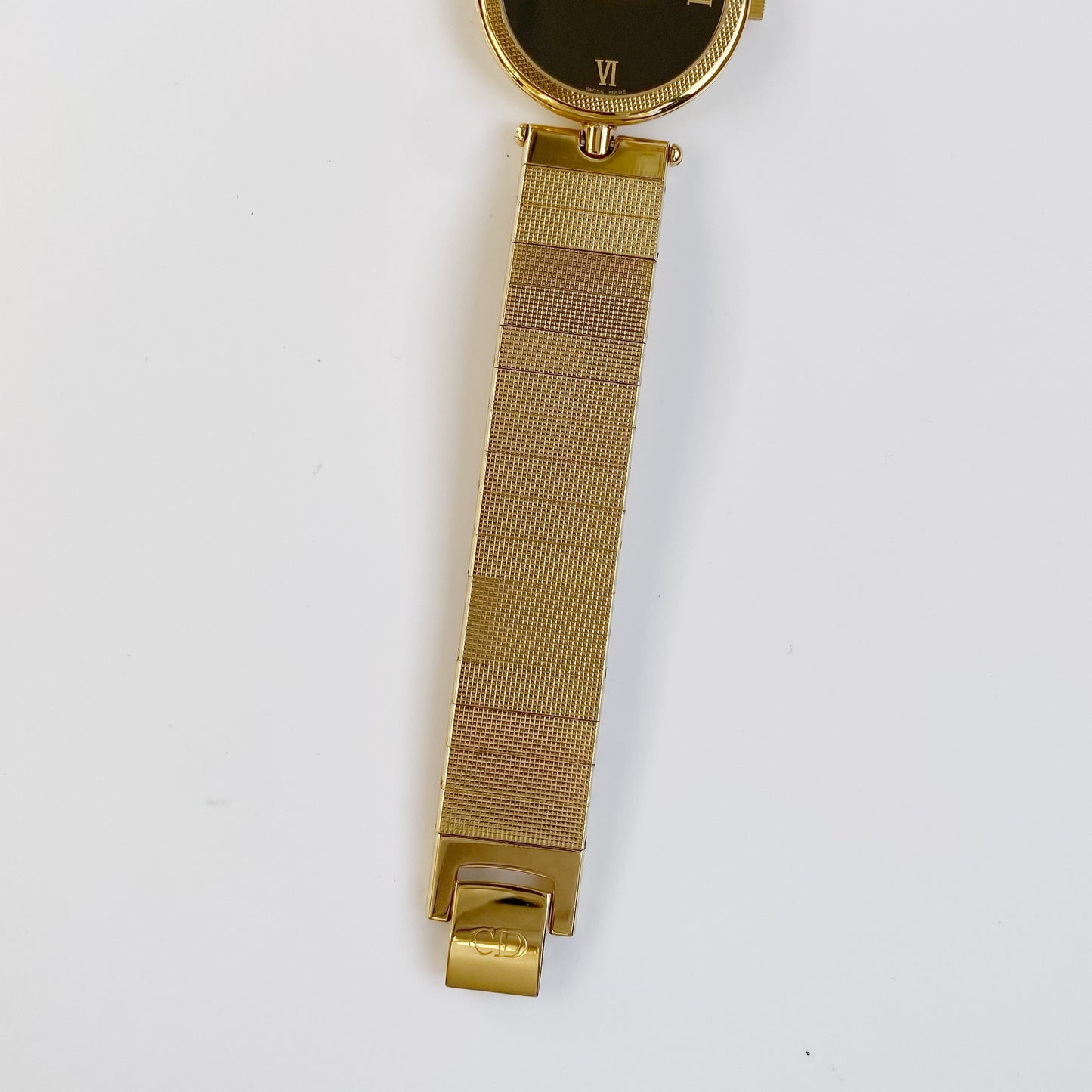 Dior 1990 Black Dial Gold Plated Round Watch (Men's)