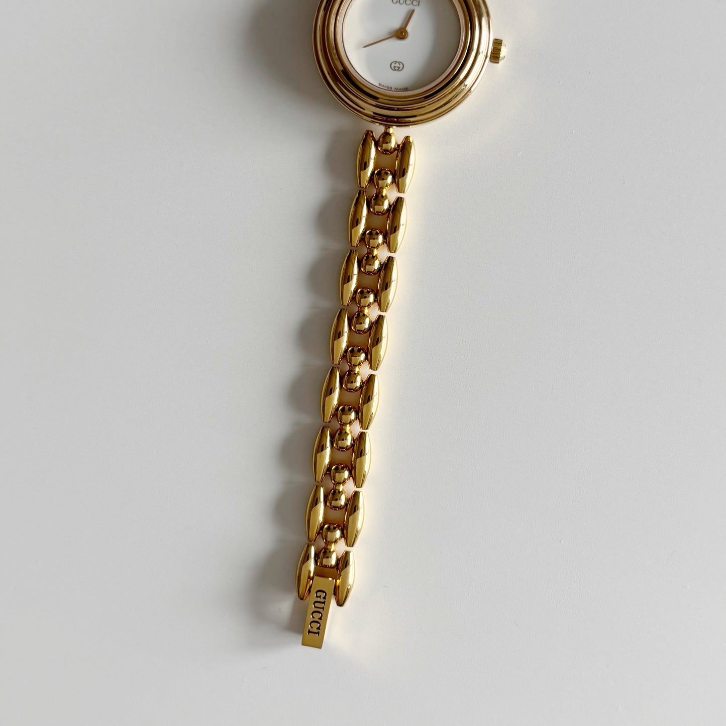 Gucci 1990s Interchangeable Bezel Gold Plated Watch with 6 bezels, case (165mm)