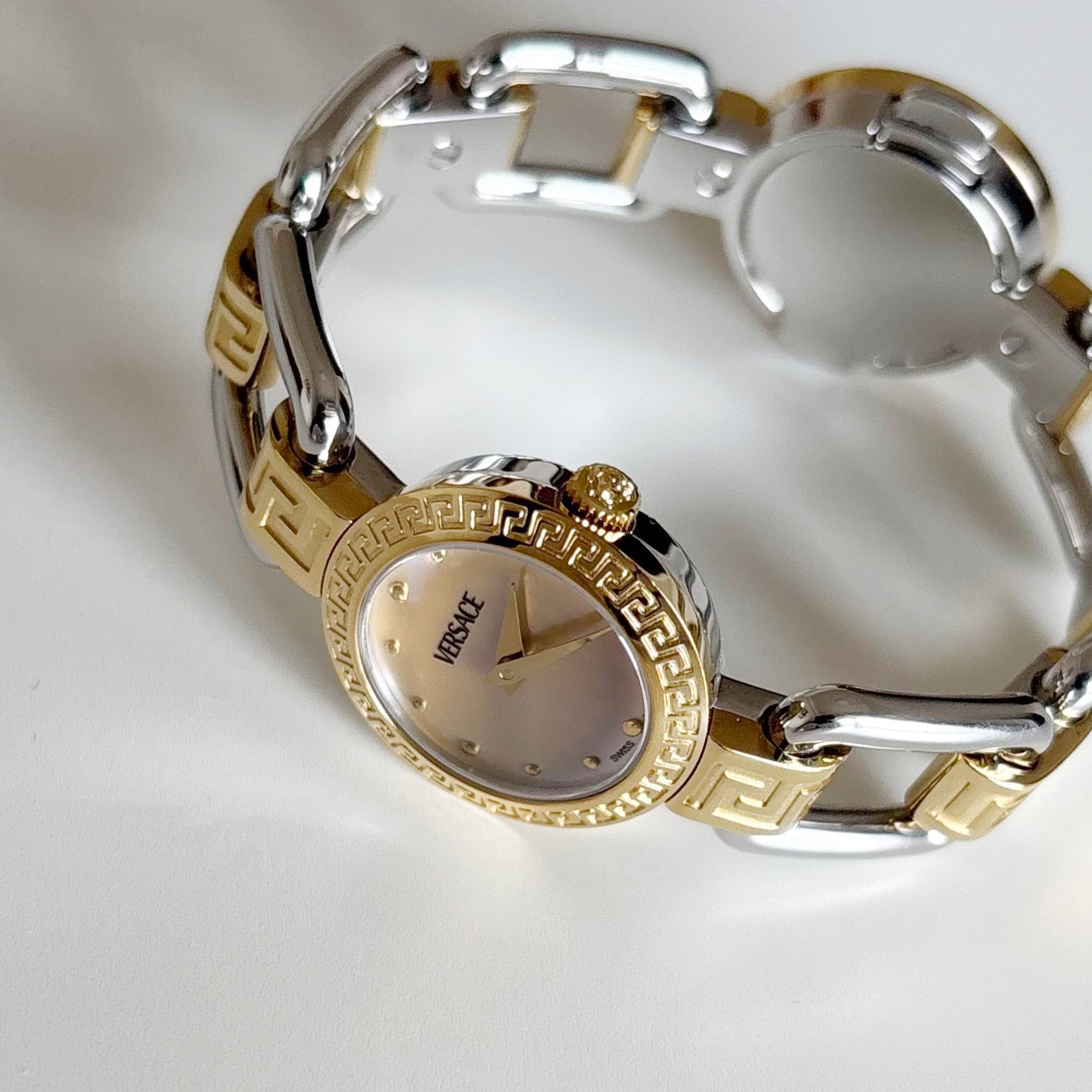 Versace Early 2000s Seashell Dial Two Tone Watch