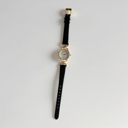 Gucci 1990s Seashell Dial Gold Plated Horsebit Watch