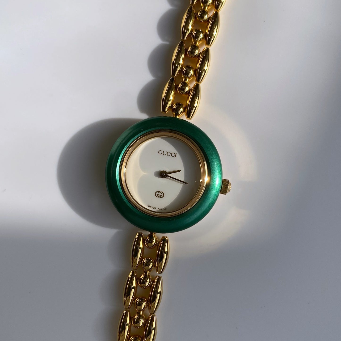 Gucci 1990s Interchangeable Bezel Gold Plated Watch with 6 bezels, case