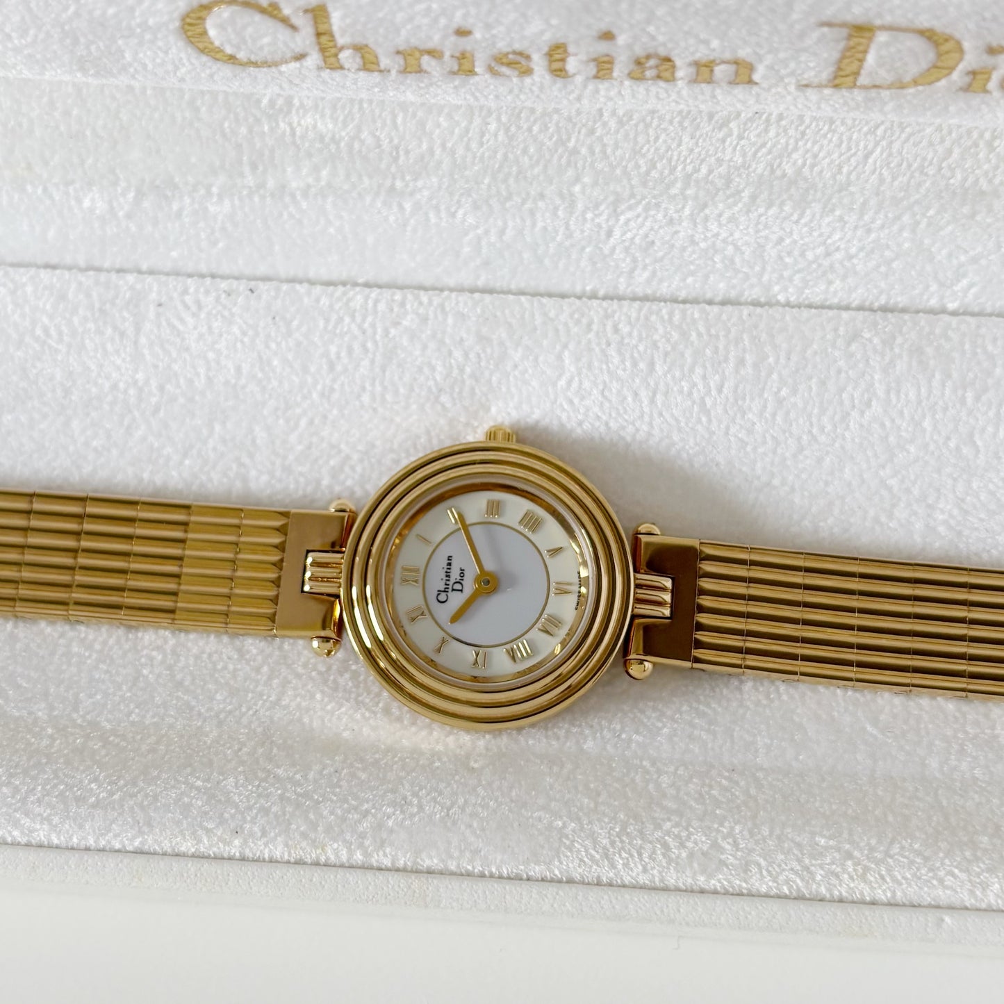 Dior 1990s Round Dial Gold Plated Watch