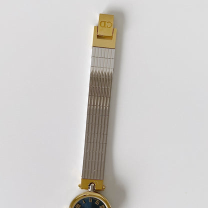 Dior 1990s Navy Dial Gold Plated Two Tone Watch