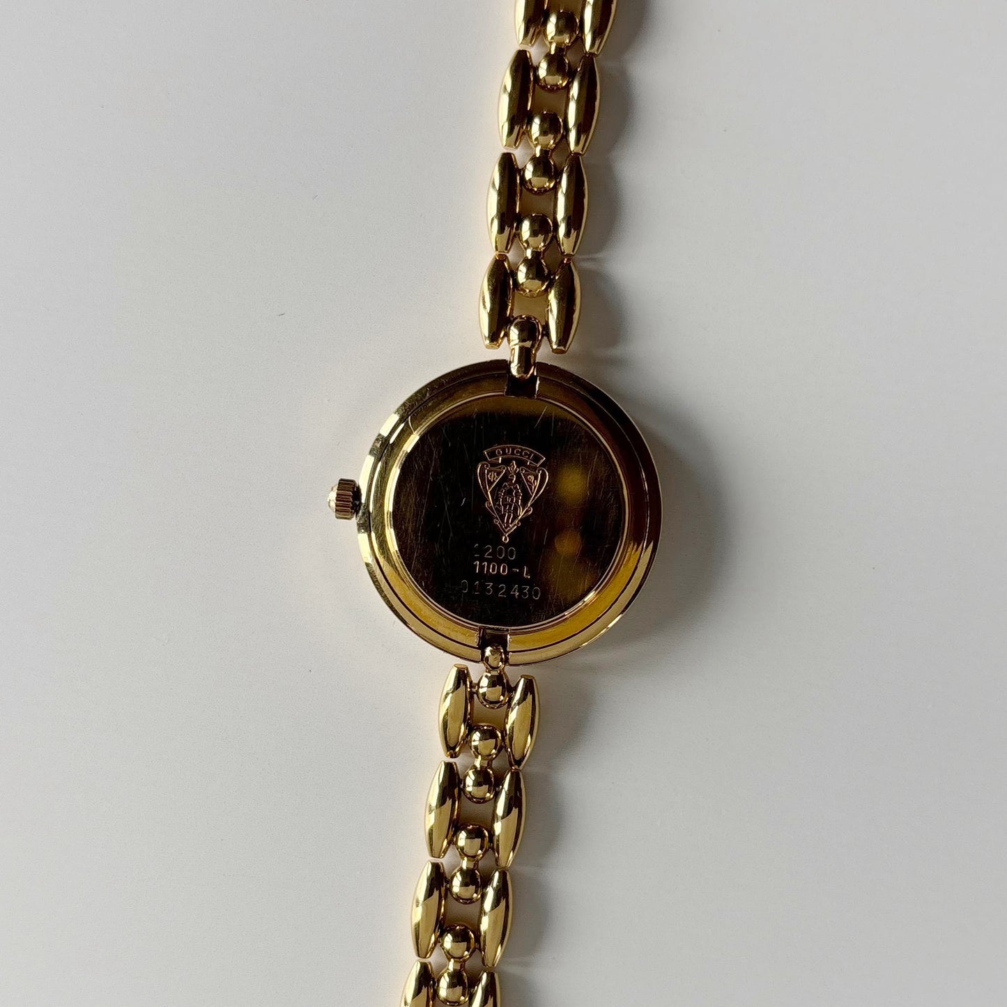 Gucci 1990s Interchangeable Bezel Gold Plated Rice Chain Watch with 6 bezels, case (172mm)