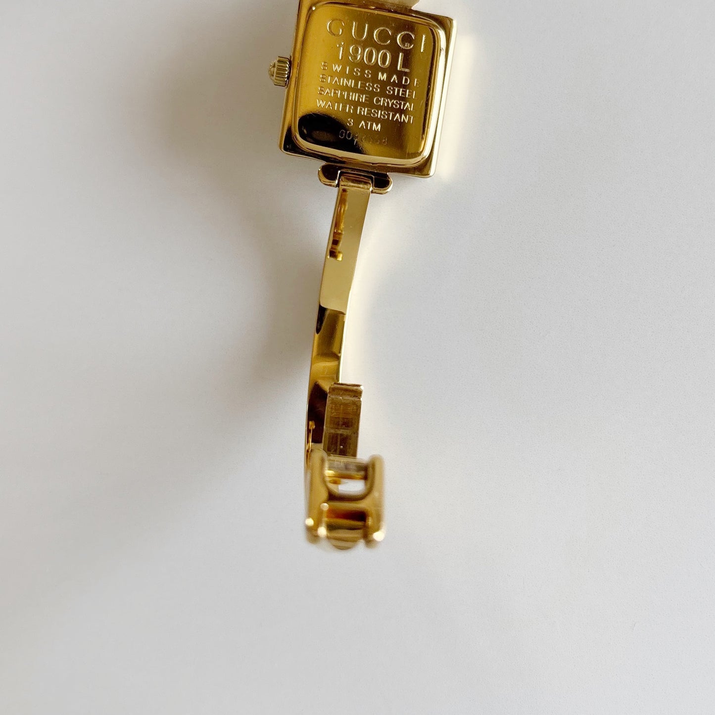 Gucci 1990s Square Dial Gold Plated Bangle Watch