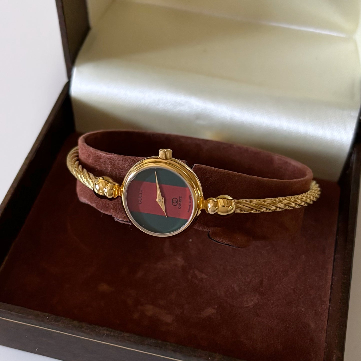 Gucci 1980s Gold Plated Cable Bangle Watch