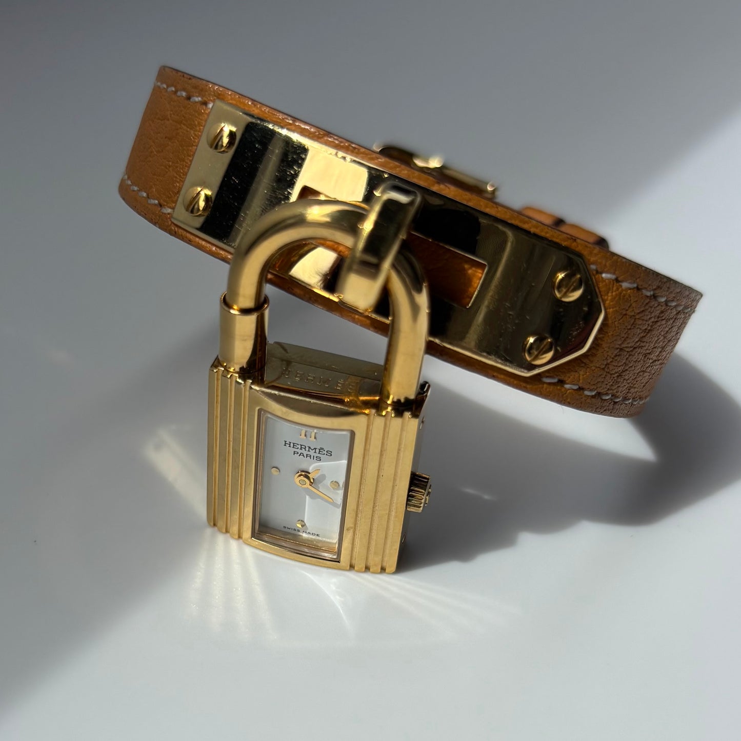 Hermes 1990s Kelly Gold Plated Watch