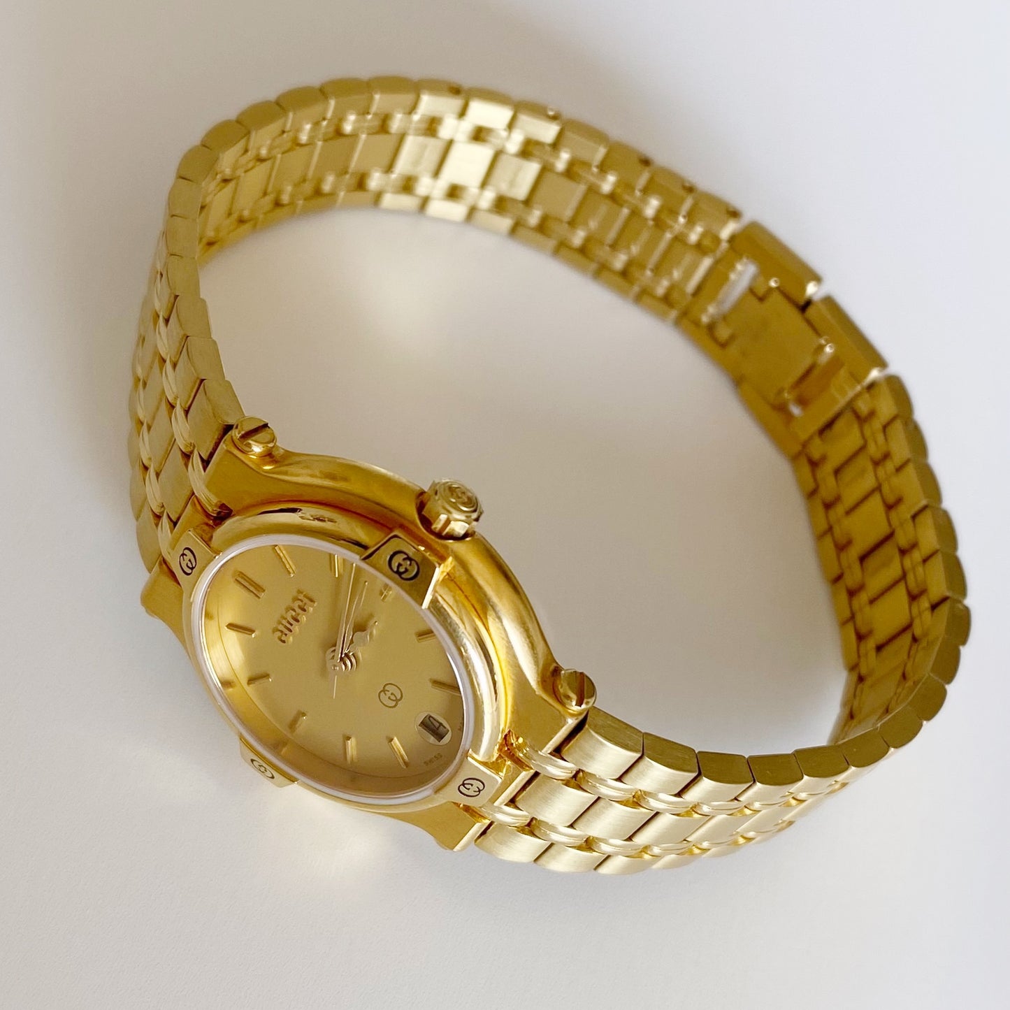 Gucci 1990s Gold Plated Date Watch