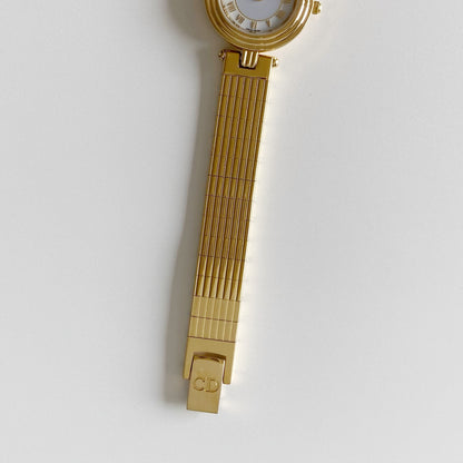 Dior 1990s Round Dial Gold Plated Watch
