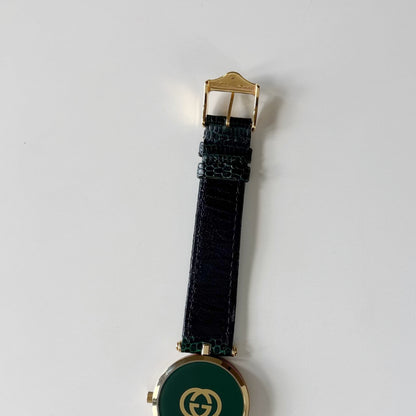 Gucci 1990s Round Dial Sherry Gold-Plated Watch (Large)