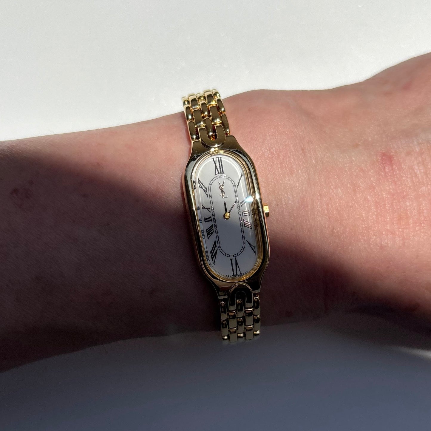 Yves Saint Laurent 1990s Oval Dial Gold Plated Watch