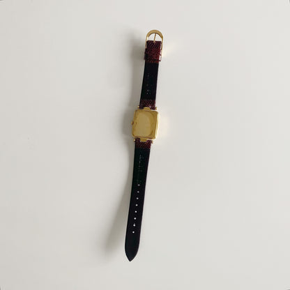 Dior 1990s Gold Dial Tank Gold Plated Watch (Large)