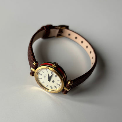 Gucci 1990s Sherry Round Dial Gold Plated Watch