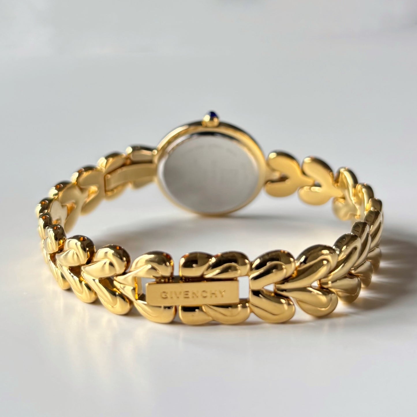 Givenchy 1990s Navy Round Dial Gold Plated Watch
