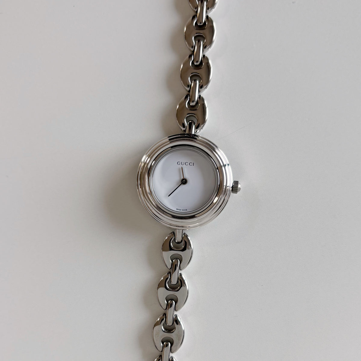 Gucci 1990s Interchangeable Bezel Stainless steel Chain Watch with 6 bezels, case (165mm)