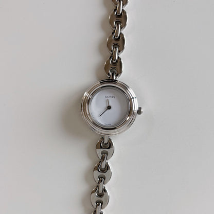 Gucci 1990s Interchangeable Bezel Stainless steel Chain Watch with 6 bezels, case (165mm)