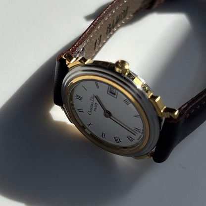 Dior 1990s Round Dial Date Two Tone Watch