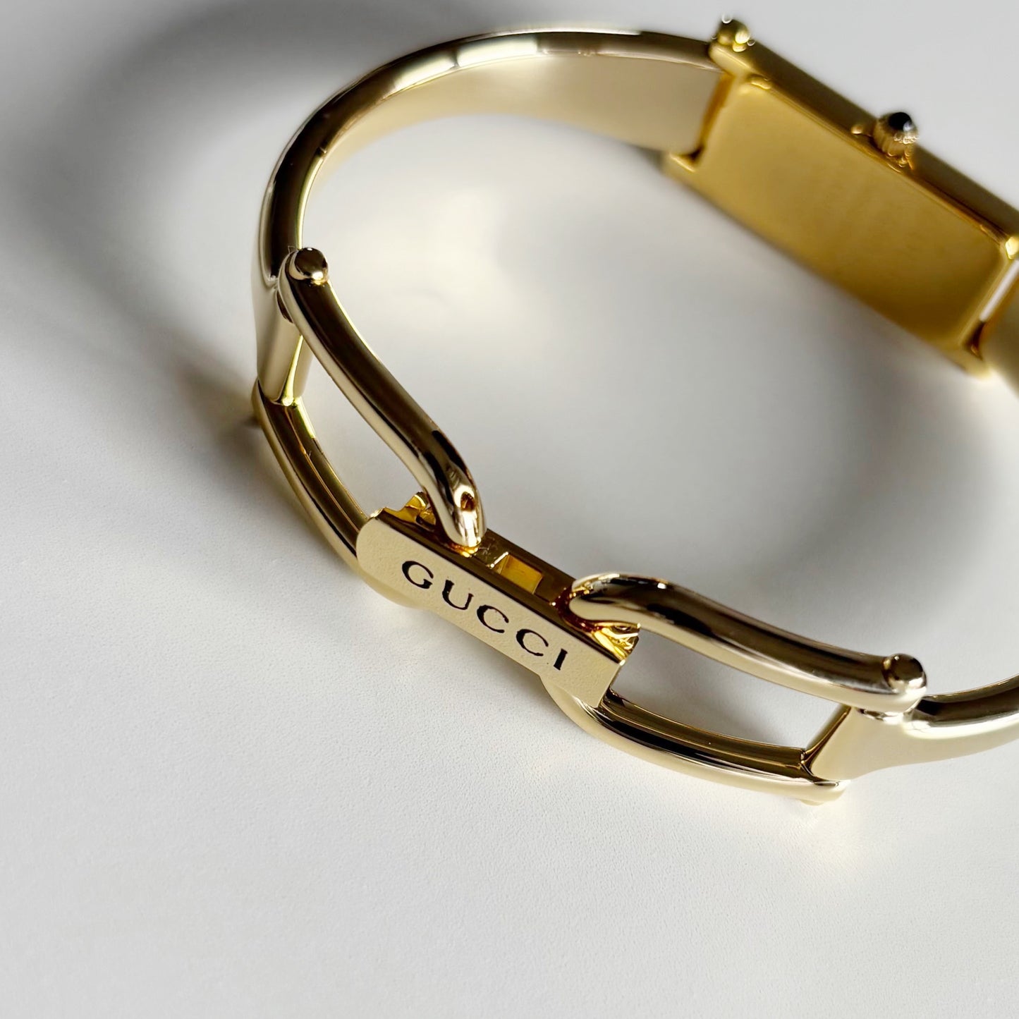 Gucci 1990s  Gold Dial Gold Plated Bangle Watch