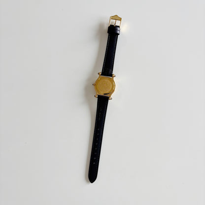 Gucci 1990s Black Dial Gold Plated Watch